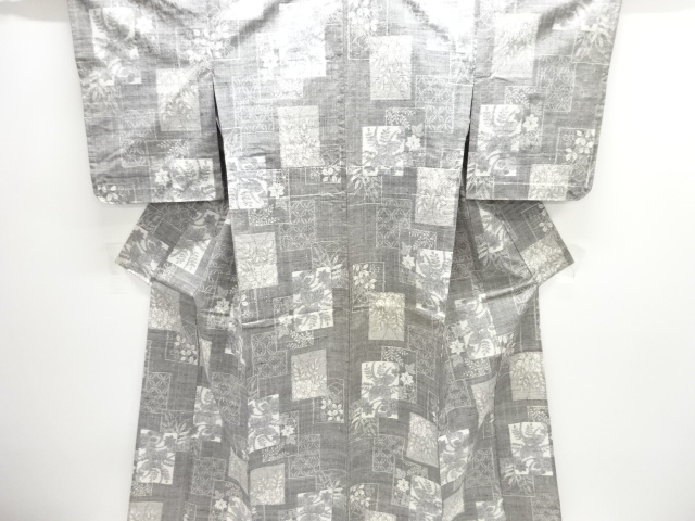 JAPANESE KIMONO / ANTIQUE TSUMUGI-HITōE KIMONO / FLORAL PATTERNS WOVEN
